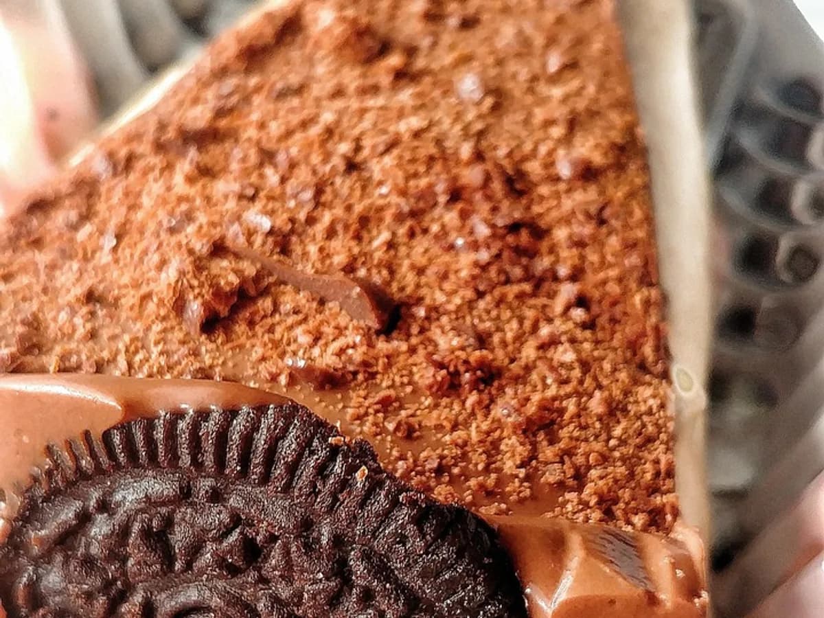cheesecake, oreo, mousse, dessert, sweet, slice, snack, food